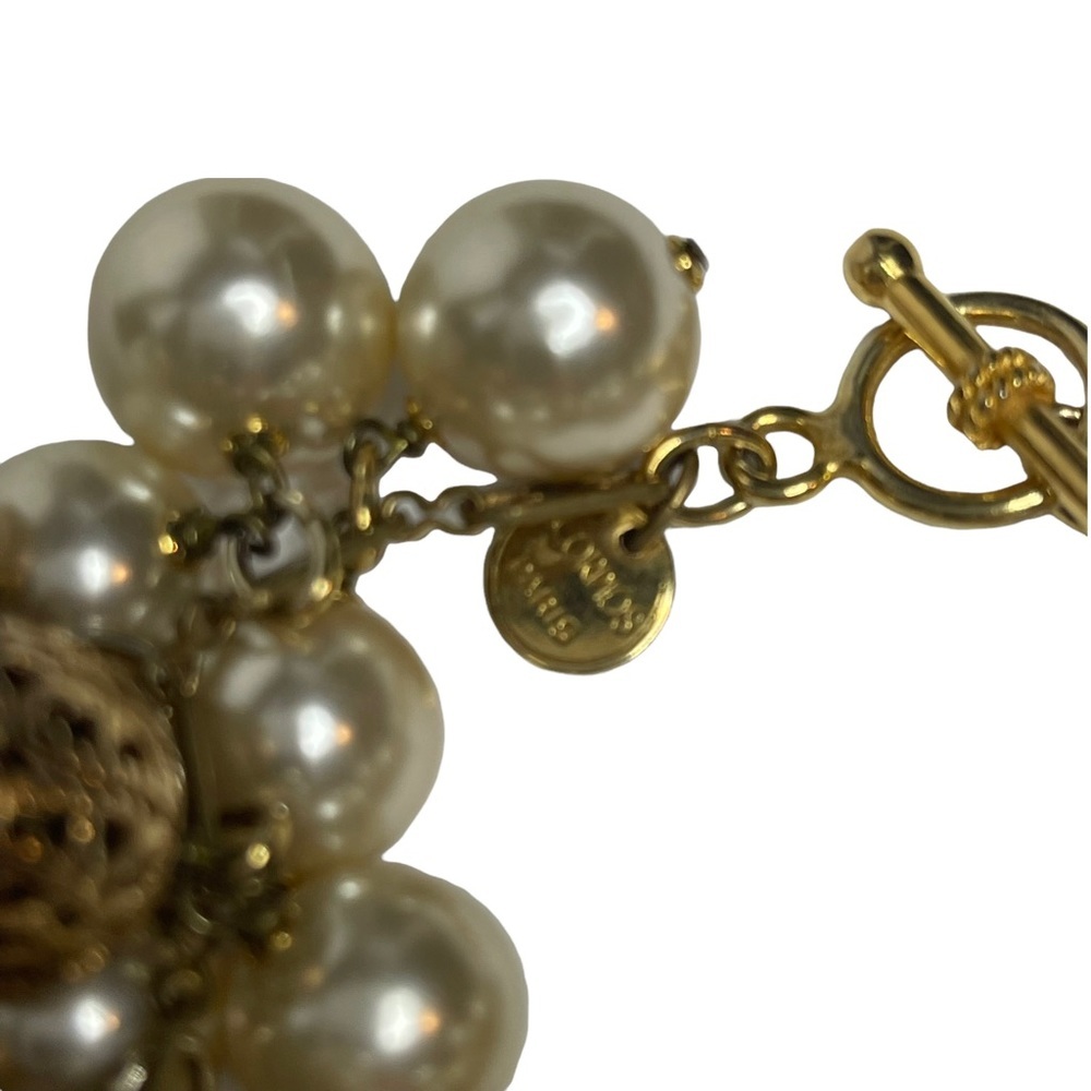 Vintage Signed Scorpios Paris Baroque Pearl and Gold Bead Chain Bracelet - Picture 4 of 15